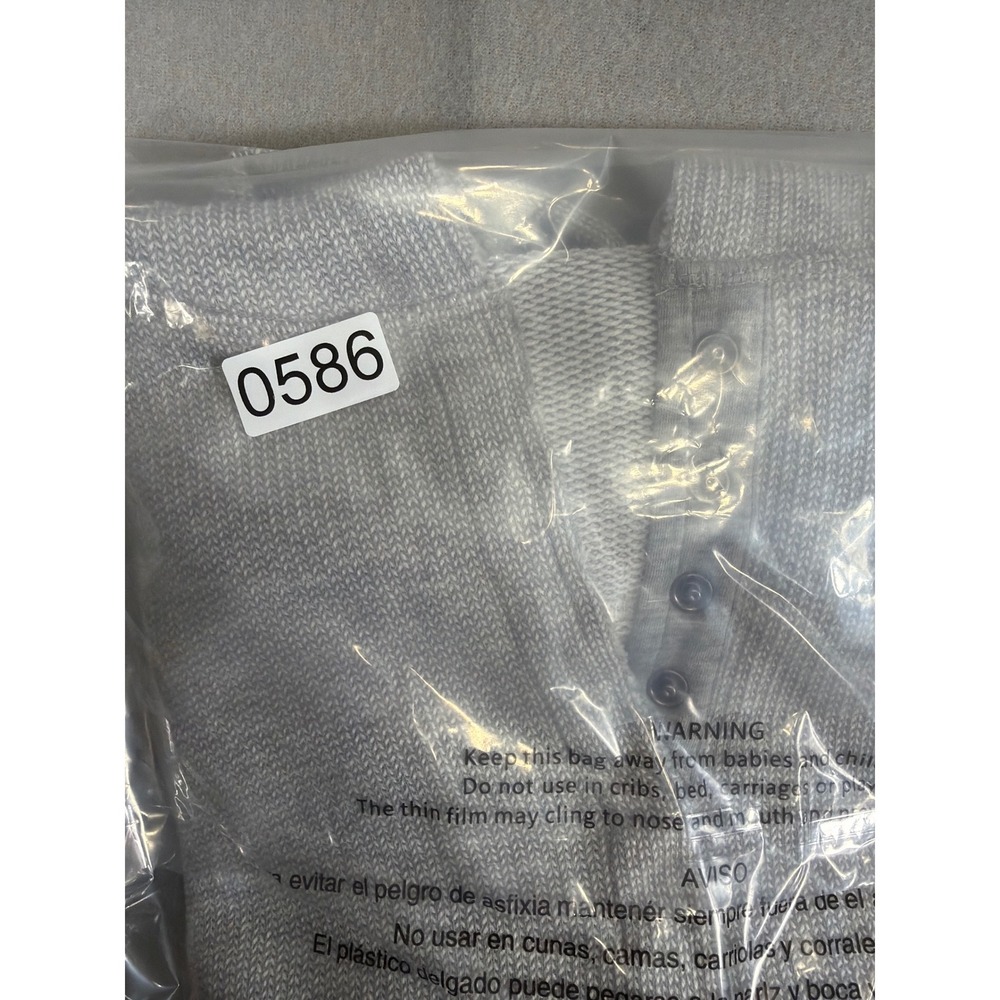 Soft Surroundings Grey Marl Henley Hoodie 3/4 Sleeve Waffle Knit 2X 5AG32 - Picture 9 of 9